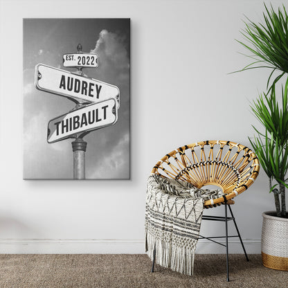Vintage street sign for couples | Personalized Canvas