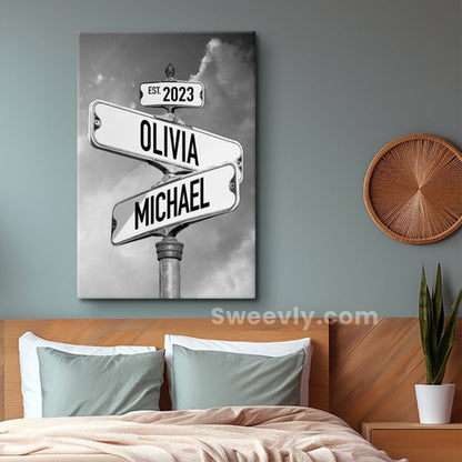 Vintage street sign for couples | Personalized Canvas